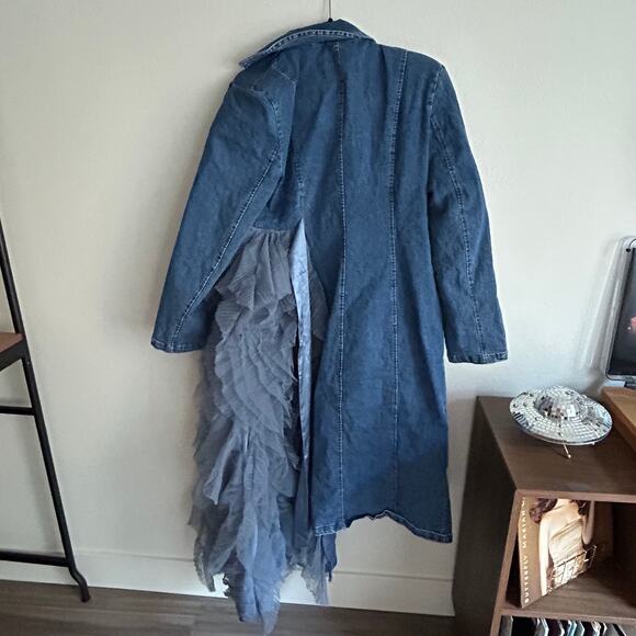 Annabelle Asymmetrical Ruffle Denim Dress M - Picture 9 of 9